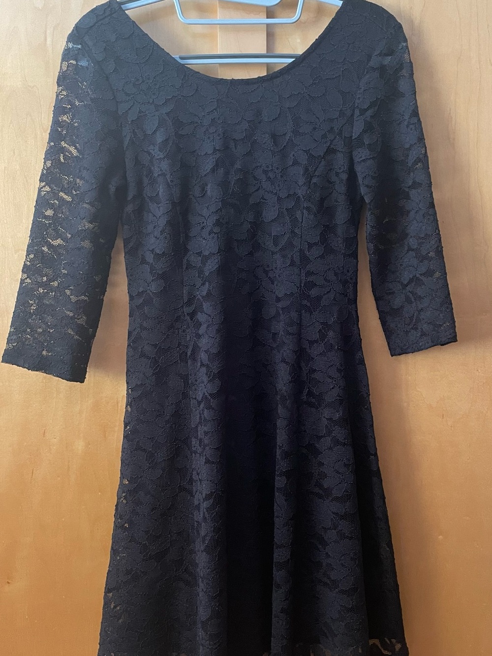 Lush Black Floral Lace 3/4 Sleeve Dress – Size XS
